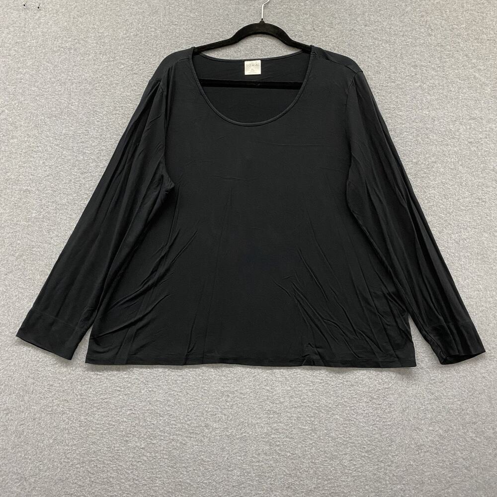Soma Cool Nights XL Black Long Sleeve Scoop Neck Soft Stretch Lounge Top